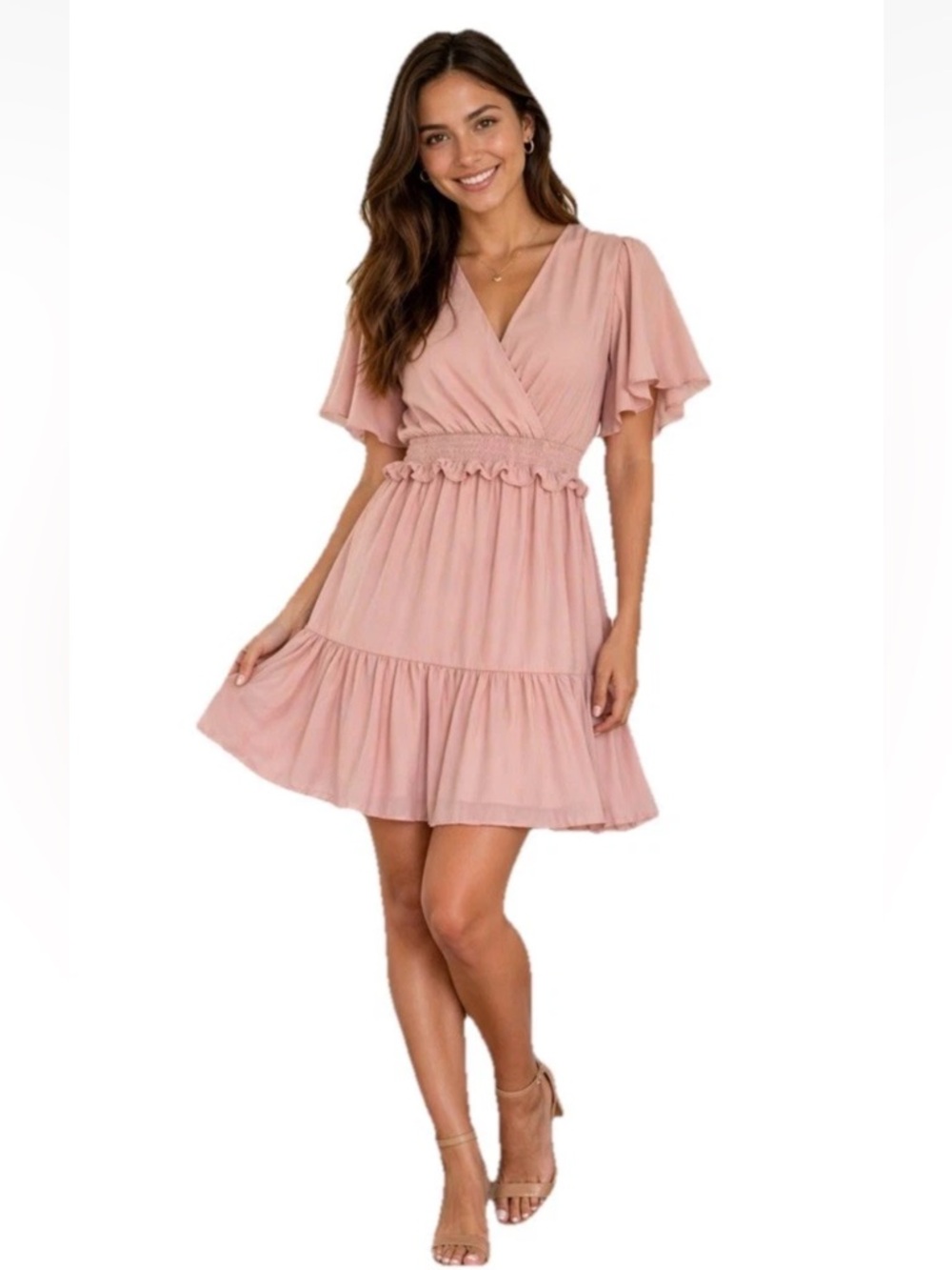 Amanda Uprichard Women's XS Pink Tiered Ruffle Mini Dress Summer Feminine Flirty